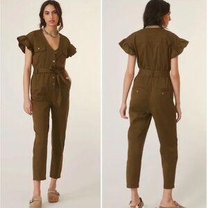 Anthropologie Khaki Green Jumpsuit